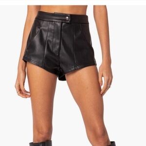 Edikted Ramona High Waist Faux Leather Shorts